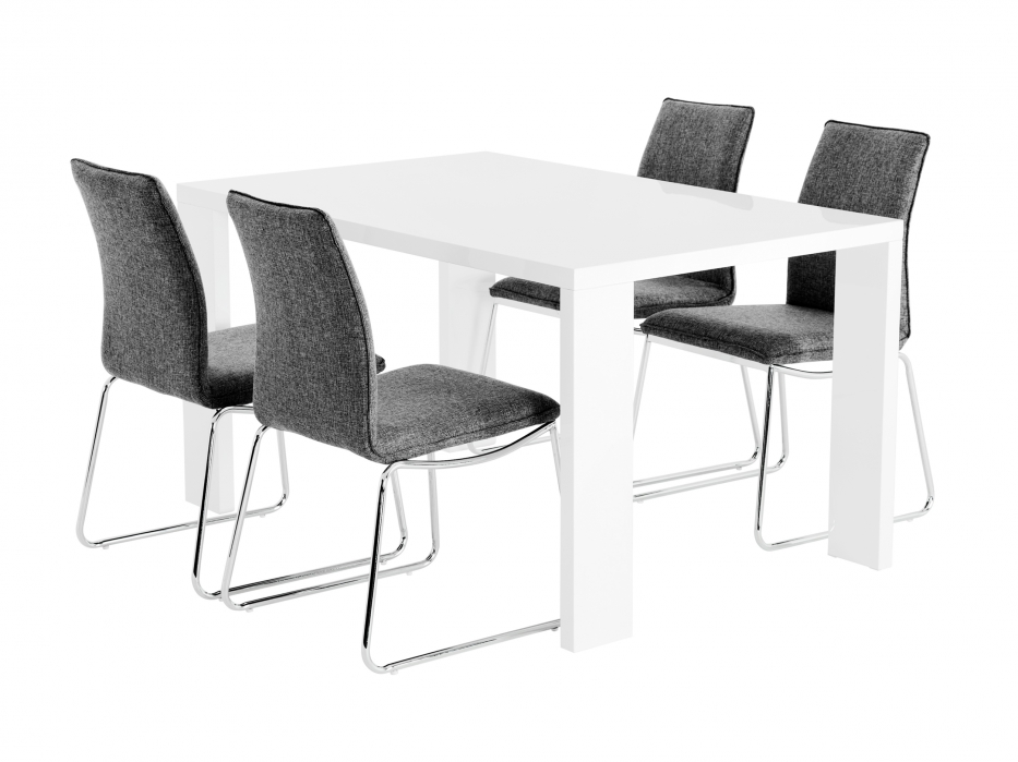 RÖNNE Bord 140 Vit + 4 LJUNGAN Stol Grå i gruppen Möbler / Bord hos AIR 2 (100-46-80011)